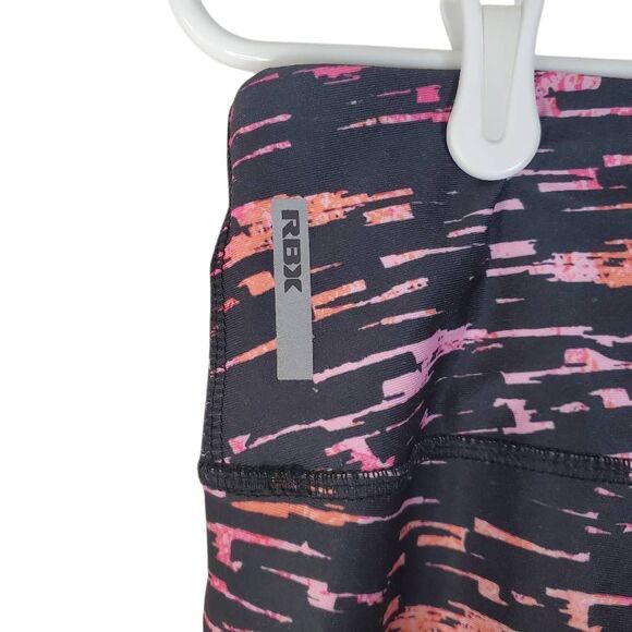 RBX High Rise Abstract Print Cropped Pull-on Athletic Leggings Black Pink Medium - Picture 8 of 10